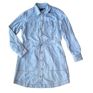 Veronica Beard Cicely Drop Waist Light Blue Denim Button Down Dress Size 10